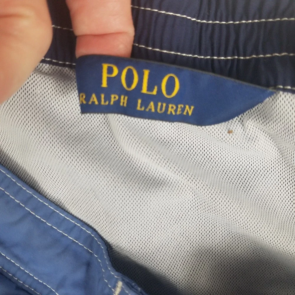 Polo Ralph Lauren‎ Mens XL Blue Swim Trunks Cargo Pocket Mesh Lined Board Shorts